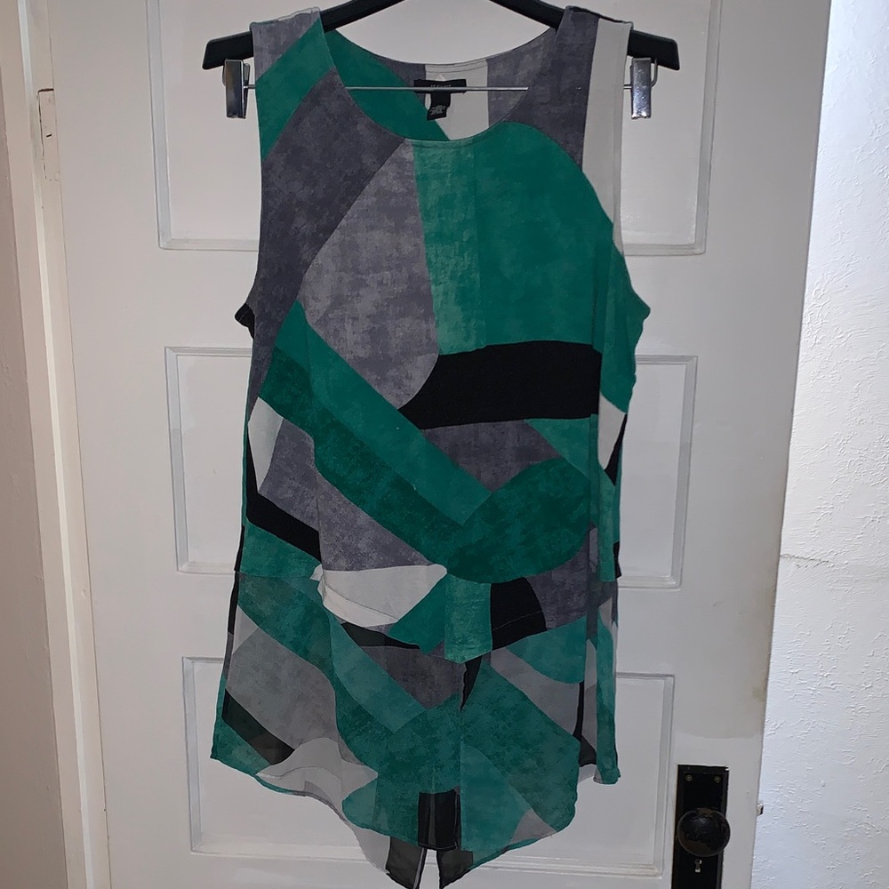 Alfani Green and Gray Sleeveless Top